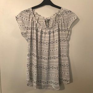 SALE LC Lauren Conrad White & Blue Blouse